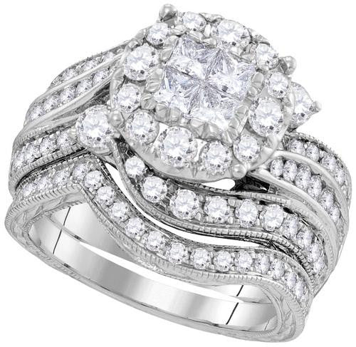 14KT White Gold 2.51CTW DIAMOND SOLIEL BRIDAL SET