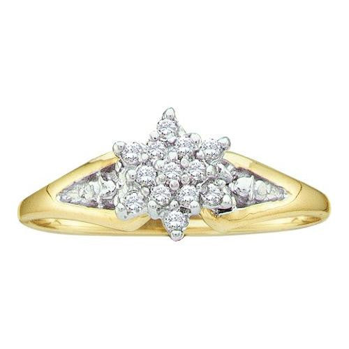 10KT Yellow Gold 0.10CTW DIAMOND  LADIES  CLUSTER RING