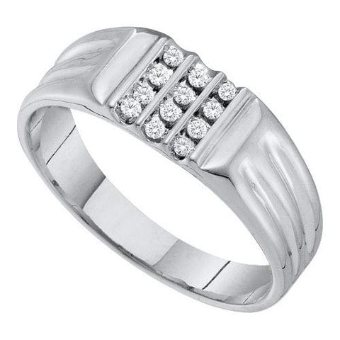 10KT White Gold 0.15CT DIAMOND CLUSTER MENS RING