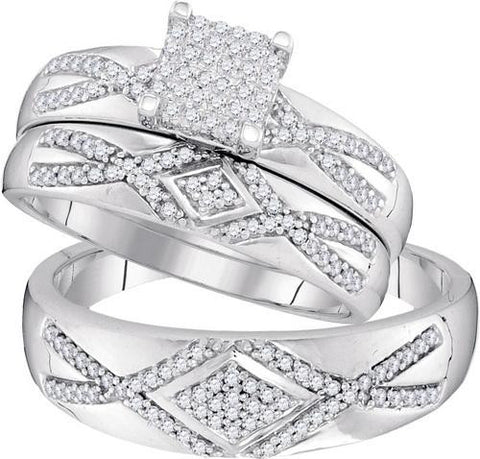 10KT White Gold 0.50CTW DIAMOND MICRO-PAVE TRIO SET