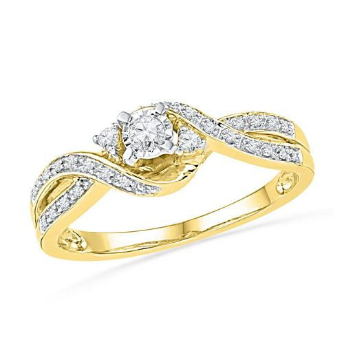 10K Yellow-gold 0.16CTW DIAMOND FASHION RING