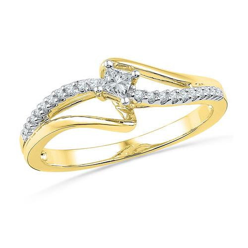 10K Yellow-gold 0.16CTW DIAMOND FASHION RING