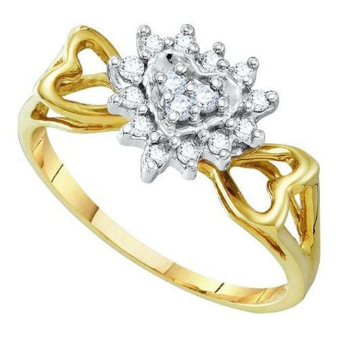 10KT Yellow Gold 0.20CTW DIAMOND  HEART RING