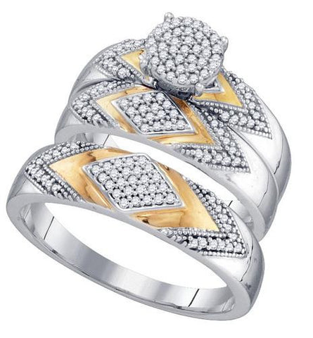 10KT White Gold Two Tone 0.40CTW DIAMOND MICRO PAVE TRIO SET