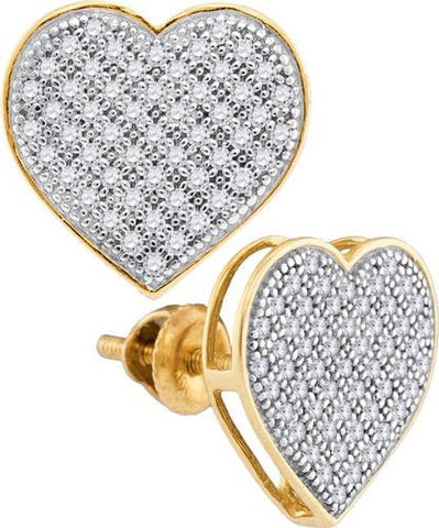 10K Yellow-gold 0.33CTW DIAMOND HEART EARRINGS