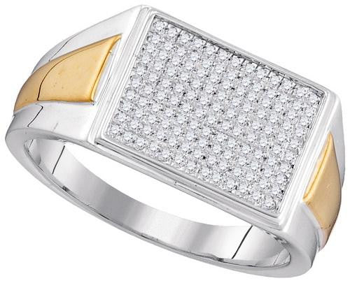 10KT White Gold Two Tone 0.30CTW DIAMOND MICRO-PAVE RING