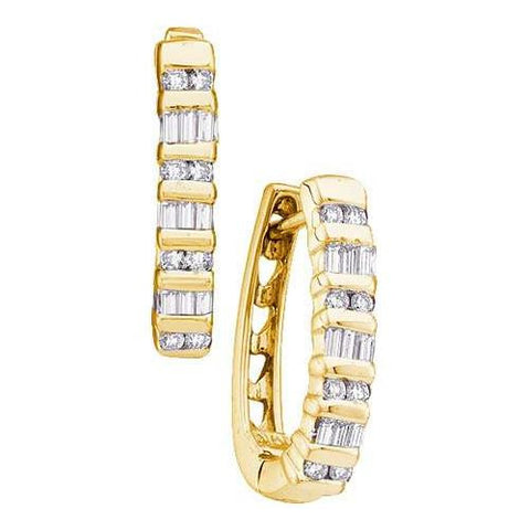 10KT Yellow Gold 0.25CTW DIAMOND FASHION HOOPS