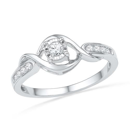 10KT White Gold 0.16CTW DIAMOND FASHION RING