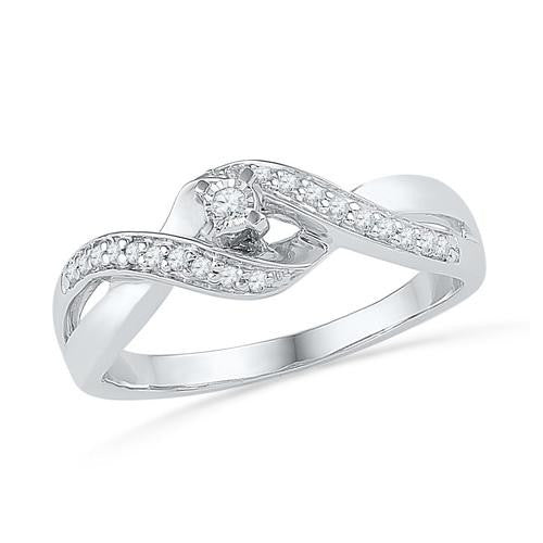 10KT White Gold 0.20CTW DIAMOND FASHION RING