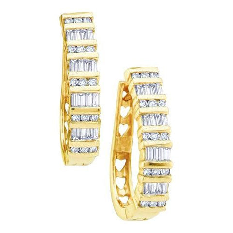 10KT White Gold 1.00CTW DIAMOND LADIES FASHION HOOPS