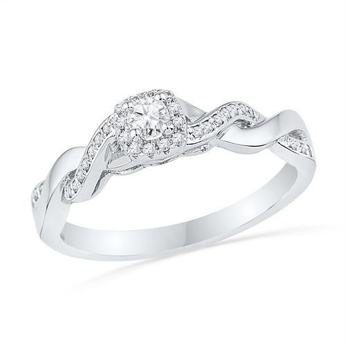 10KT White Gold 0.20CTW DIAMOND FASHION RING