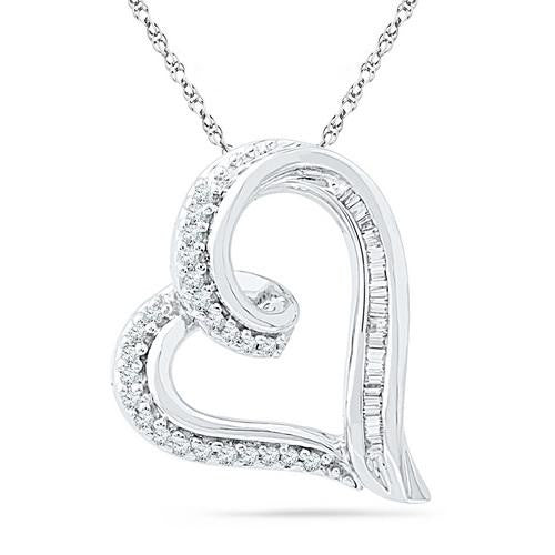 10KT White Gold 0.16CTW DIAMOND FASHION PENDANT