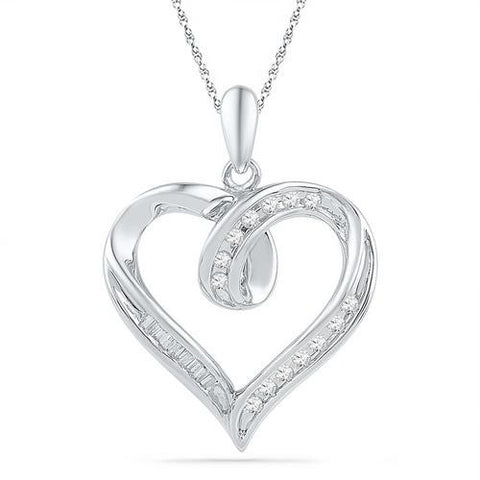 10KT White Gold 0.16CTW DIAMOND FASHION PENDANT