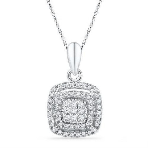 10KT White Gold 0.25CTW DIAMOND FASHION PENDANT