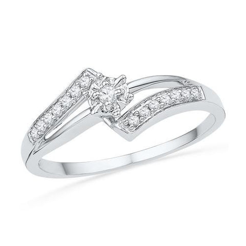 10KT White Gold 0.10CTW DIAMOND FASHION RING