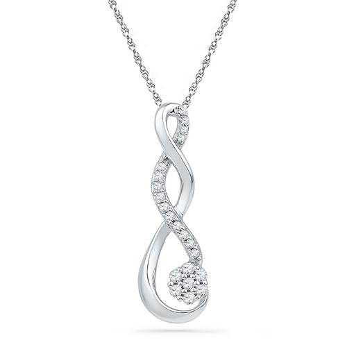 10KT White Gold 0.16CTW DIAMOND FASHION PENDANT