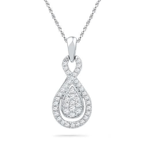 10KT White Gold 0.33CTW DIAMOND FASHION PENDANT