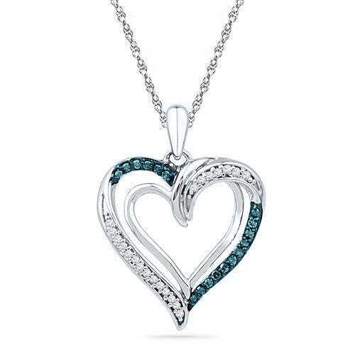 10KT White Gold 0.16CTW BLUE DIAMOND FASHION PENDANT