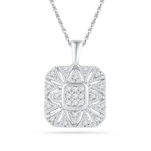 10KT White Gold 0.16CTW DIAMOND FASHION PENDANT