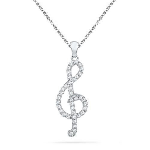 10KT White Gold 0.33CTW DIAMOND FASHION PENDANT