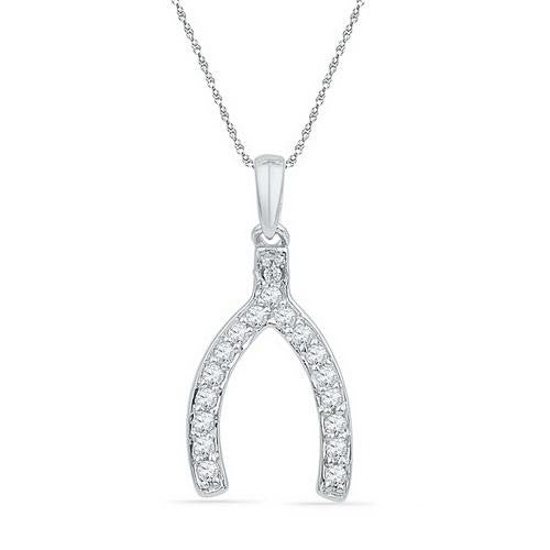 10KT White Gold 0.16CTW DIAMOND FASHION PENDANT