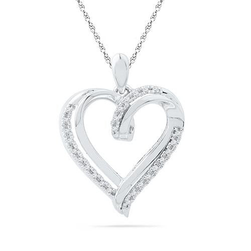 10KT White Gold 0.10CTW DIAMOND FASHION PENDANT