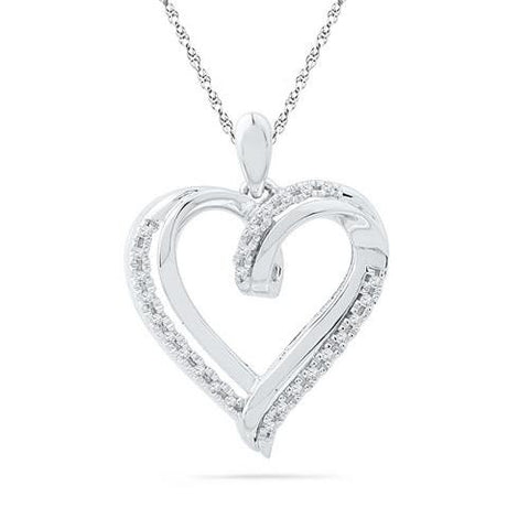 10KT White Gold 0.10CTW DIAMOND FASHION PENDANT