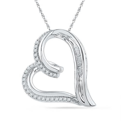 10KT White Gold 0.16CTW DIAMOND FASHION PENDANT