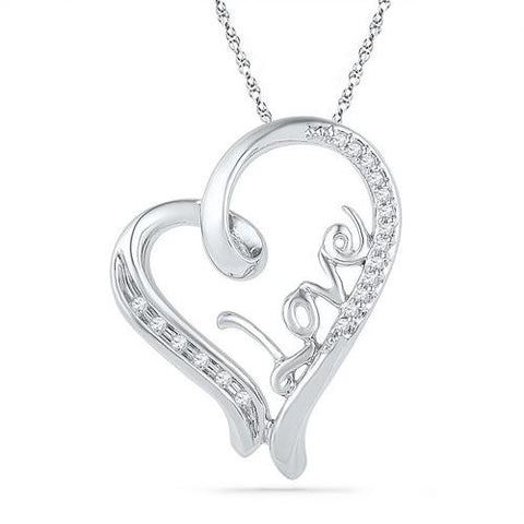 10KT White Gold 0.10CTW DIAMOND FASHION PENDANT