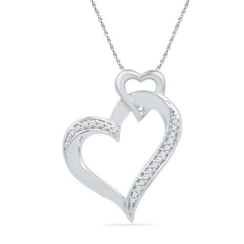 10KT White Gold 0.10CTW DIAMOND FASHION PENDANT