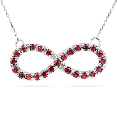 925 Sterling Silver White 0.22CTW DIAMOND GARNET NECKALCE