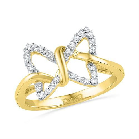 10K Yellow-gold 0.16CTW DIAMOND FASHION RING