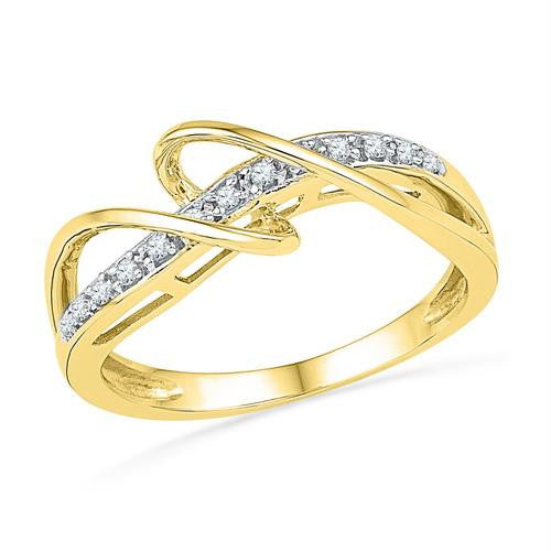 10K Yellow-gold 0.10CTW DIAMOND FASHION RING