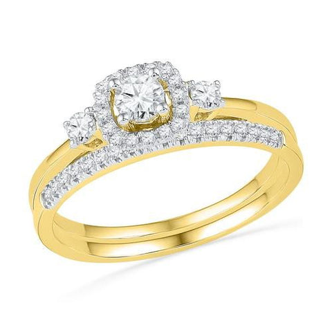 10K Yellow-gold 0.50CTW DIAMOND 0.19CTW CENTER ROUND BRIDAL SET