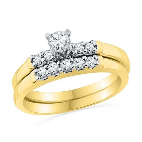 10K Yellow-gold 0.50CTW DIAMOND 0.20CT CRD BRIDAL SET