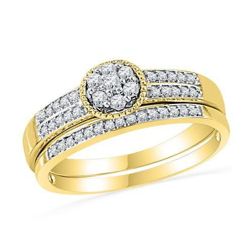 10K Yellow-gold 0.25CTW DIAMOND FASHION BRIDAL SET