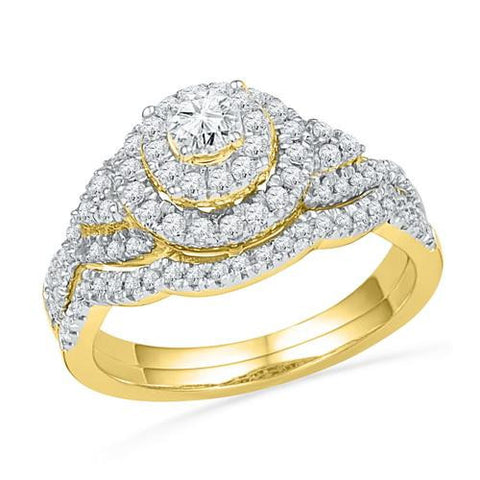 10K Yellow-gold 0.75CTW DIAMOND 0.22CT CRD BRIDAL SET