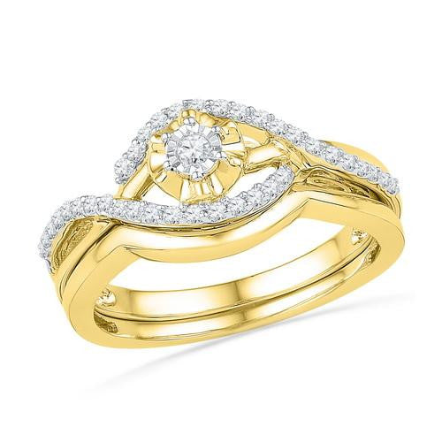 10K Yellow-gold 0.25CTW DIAMOND FASHION BRIDAL SET