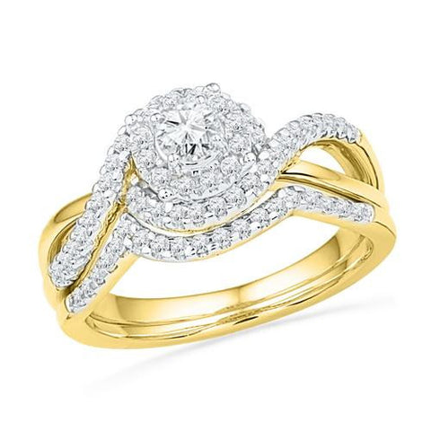 10K Yellow-gold 0.63CTW DIAMOND 0.20CT CRD BRIDAL SET