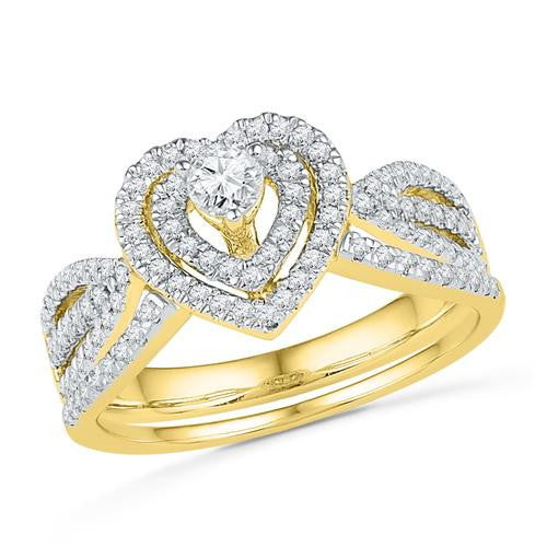 10K Yellow-gold 0.63CTW DIAMOND HEART BRIDAL SET