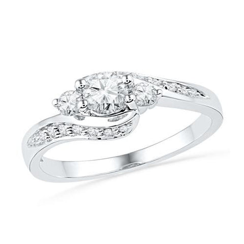 10KT White Gold 0.50CTW DIAMOND 0.29CTW CENTER ROUND BRIDAL RING