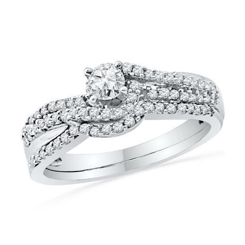 10KT White Gold 0.50CTW DIAMOND 0.18CTW CENTER ROUND BRIDAL SET