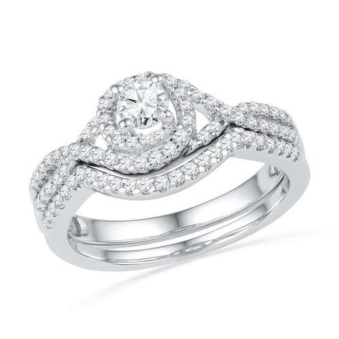 10KT White Gold 0.63CTW DIAMOND 0.25CTW CRD BRIDAL SET