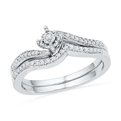 10KT White Gold 0.20CTW DIAMOND FASHION BRIDAL SET