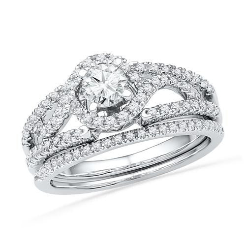 14KT White Gold 0.75CTW DIAMOND 0.35CT-CRD BRIDAL SET