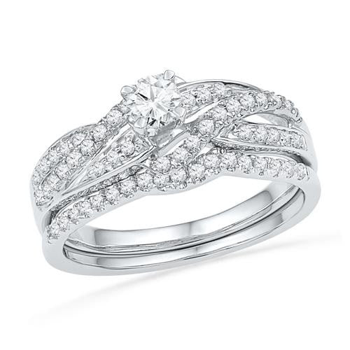 10KT White Gold Two Tone 0.50CTW DIAMOND 0.22CT-CRD BRIDAL SET