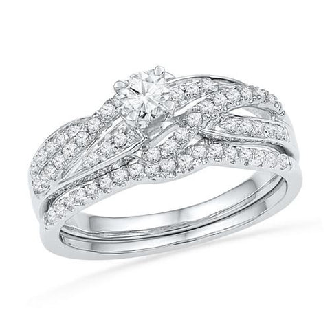 10KT White Gold Two Tone 0.50CTW DIAMOND 0.22CT-CRD BRIDAL SET