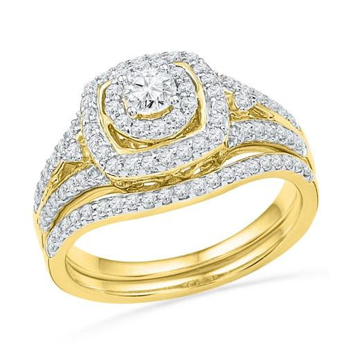 14KT Yellow Gold 0.75CTW DIAMOND 0.22CTW CENTER ROUND BRIDAL SET