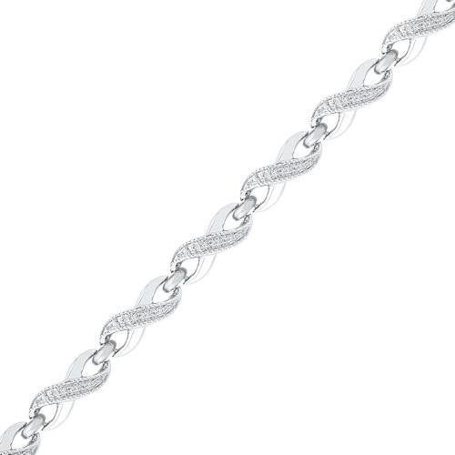 925 Sterling Silver White 0.01CTW DIAMOND FASHION BRACELET