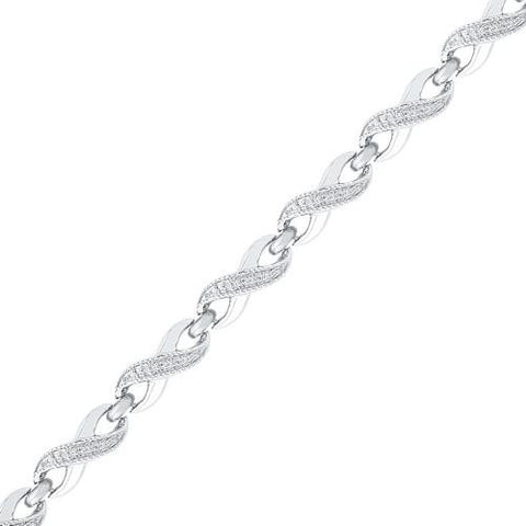 925 Sterling Silver White 0.01CTW DIAMOND FASHION BRACELET